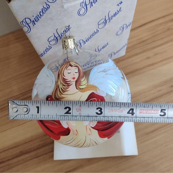 Vintage 2002 Princess House Handblown Crystal Hand Painted Angel Ornament Signed